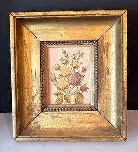 BR1 - Vintage Framed Floral Needlepoint