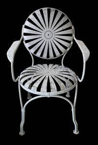 FP - Vintage Francois Carre Sunburst Wrought Iron Chair