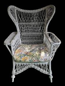 FP - Vintage White Wicker Armchair