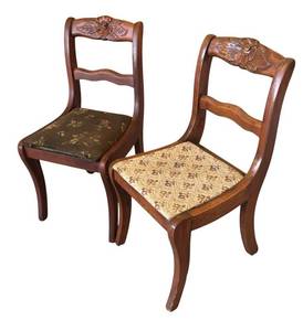 BR1 - Pair of Vintage Carved Wooden Childrens Chairs