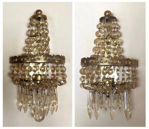 LR - Vintage Crystal Wall Sconce Candleholders