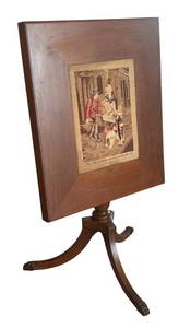 LR - Vintage Needlepoint Fireplace Screen on a Mahogany Tripod Stand