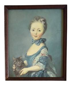 BR1 - A Girl with a Kitten Print by Jean-Babtiste Perronneau