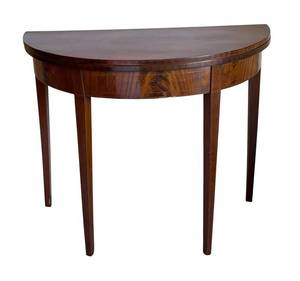 DR - Vintage Demi-Lune Table with Burl Veneer Inlay