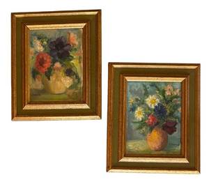 BR1 - Two Vintage Floral Paintings by Crause