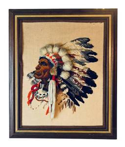 DR - Vintage Indian Motif Needlepoint Decor