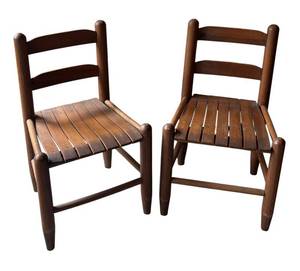D - Two Vintage Wooden Childrens Chairs