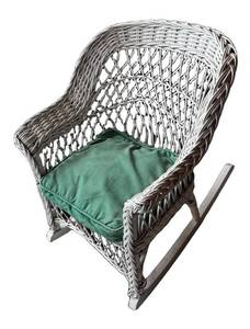 D - Vintage White Wicker Childrens Rocking Chair