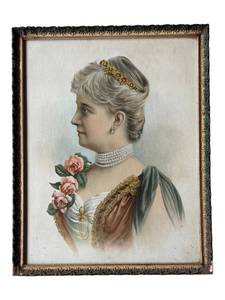 D - Antique Mrs. Potter Palmer Lithograph W.F. McLaughlin & Co. 1893 Framed