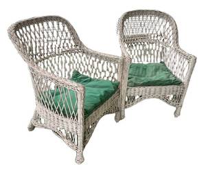 BP - Vintage White Wicker Chairs (Lot of 2)
