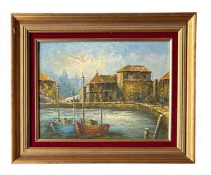 D - Martin Original Harbor Painting Framed