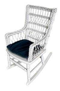 BP - Vintage Childrens White Wicker Rocking Chair