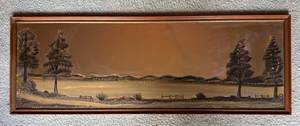 DR - Vintage Painted Landscape Reverse Painted Mirror