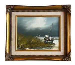 DR - Vintage Framed Sailboat Oil Painting by Raymond