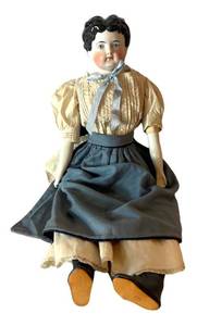 DR - Antique German China Head Doll Covered Wagon Style