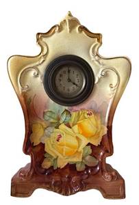 UMBR - Antique Ansonia Royal Bonn Albert Porcelain Mantel Clock