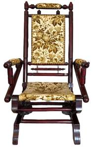 ULR - Antique Platform Rocker Floral Upholstery