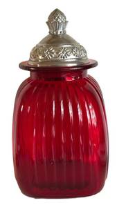 D - Vintage Style Arland Ruby Red Glass Apothecary Jar