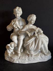 LR - Vintage Sitzendorf Victorian Matte White Porcelain Figurine