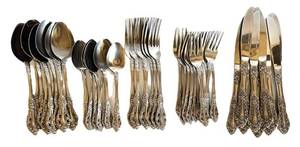 DR - Vintage Normandy Pattern Stainless Steel Flatware Assortment (Lot of 39)
