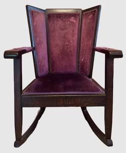 UBR - Antique Rocking Chair Dark Purple Velvet