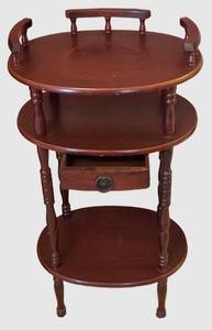 ULR - Vintage Dark Wood Telephone Stand With Drawer