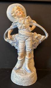 ULR - Antique Gebruder Halbach Art Nouveau Bisque Porcelain Boy With Basket