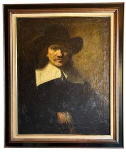 Den - Rembrandt Portrait of a Man Reproduction Framed Oil Painting