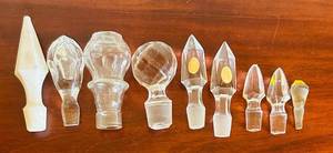 Den - Vintage Glass Decanter Stoppers (Lot of 9)