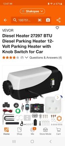 VEVOR 8KW Diesel Heater All in One, DC12-24V, Fast Heating Diesel Air Heater with Remote Control and Color Digital Display