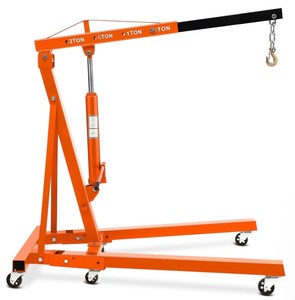 Garvee 2-Ton Folding Engine Hoist Hydraulic Shop Crane Lift With 6 Casters Telescopic Boom