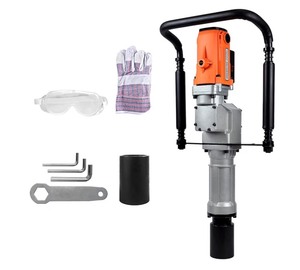 2200W Electric T Post Driver  110V Handheld Pile Driver Hammer with 55mm and 70mm pile driver