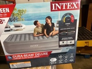 Intex Dura Beam Essential Rest Blow Up Queen Mattress Air Bed with Built In Pump