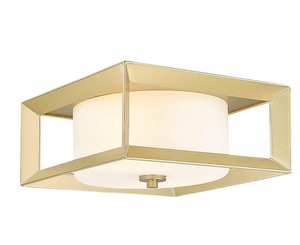 LTMATE JAZAVA 11.4-in Gold Indoor 2 -Light Flush Mount Light with Frosted Glass Metal