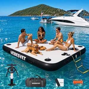 Inflatable Dock with Water Ramp, 6 inch Thick Non-Slip Inflatable Floating Dock for Dogs & Adults, Durable Drop-Stitch Floating Dock Platform for Lake, Ocean, Swimming & Fishing