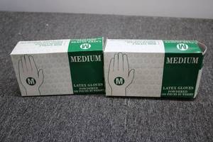 2-100ct boxes of medium latex glove...