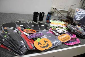 Halloween wall hangings, costumes c...