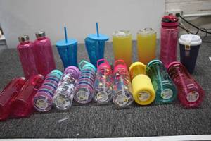 Reusable cups and water bottles...