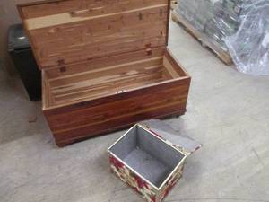 Cedar chest and upholstered storage...