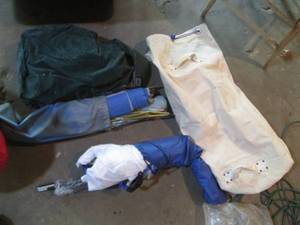 Air mattress and small tents,...