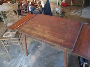 Vintage wood kitchen table with ext...