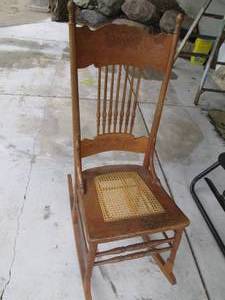 Vintage wood spindle back rocking c...