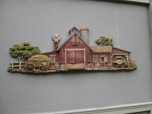 Vintage plastic molded farmm scene ...