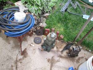 Vintage metal plant stand stool, ax...
