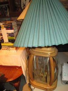 Wood framed glass panel Table lamp ...