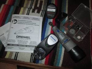 Cordless Dremel with items shown...