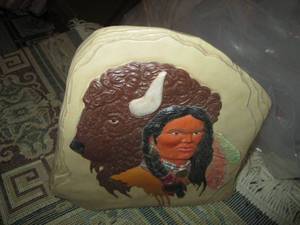 Painted and carved Ceramic Rock of ...