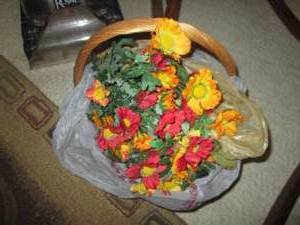Basket and faux floral home decor...