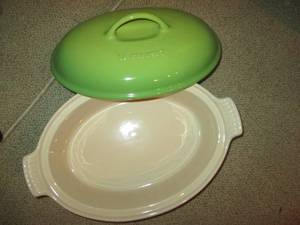 LeCreuset Large Stoneware casserole...