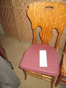 Vintage pressed back wood chair wit...